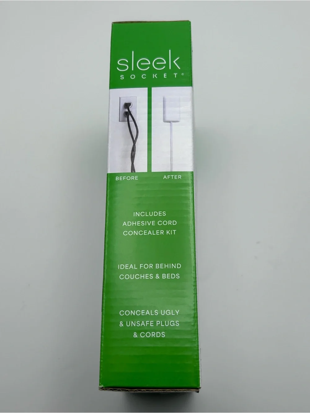 Sleek Socket Ultra-Thin Plug Concealer 8 ft 3 Outlet White Cord Concealer Kit
